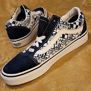 VANS Old Skool Blue and White Sneakers, Women's 6.5 Men's 5.0